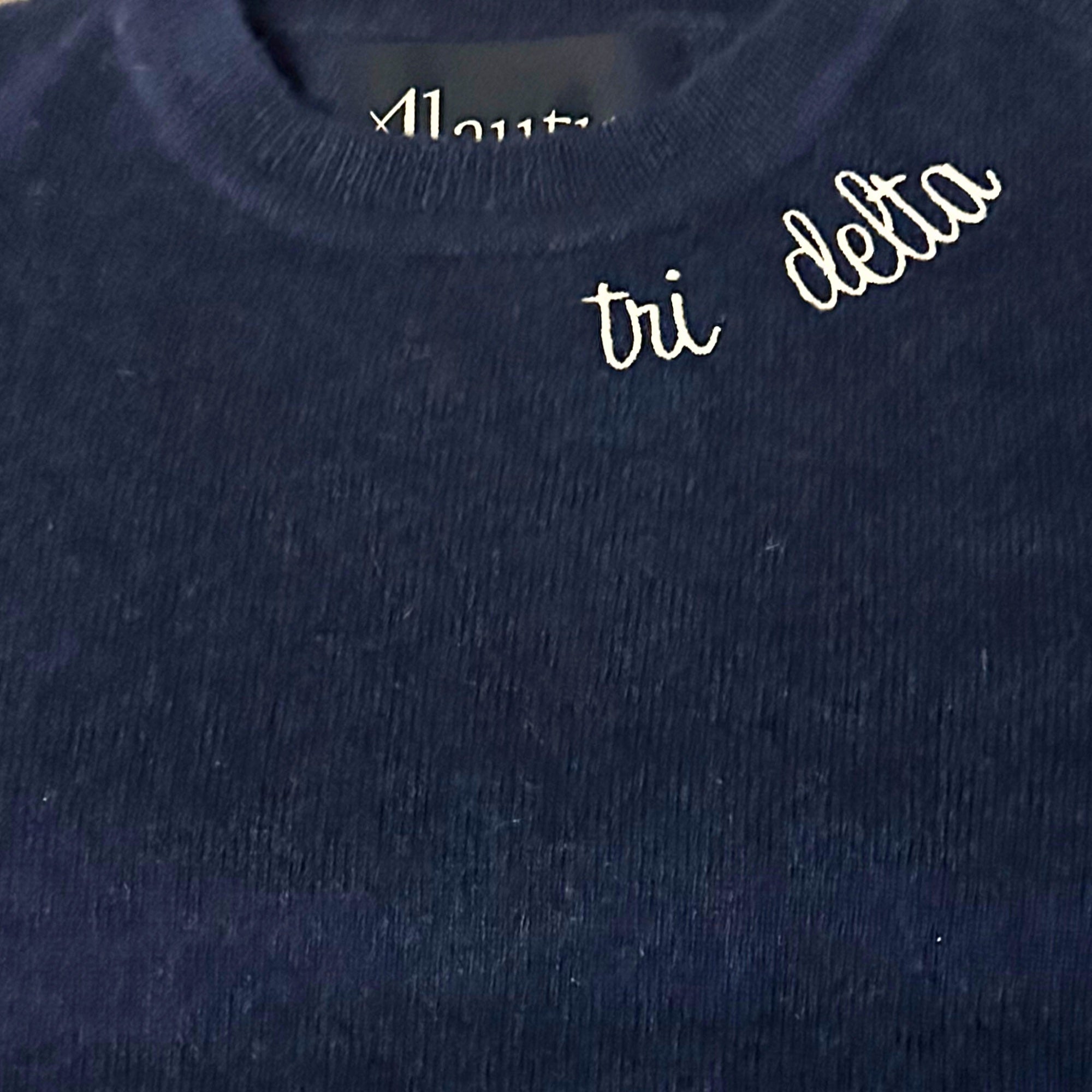 Tri Delta Cashmere Crew Gray